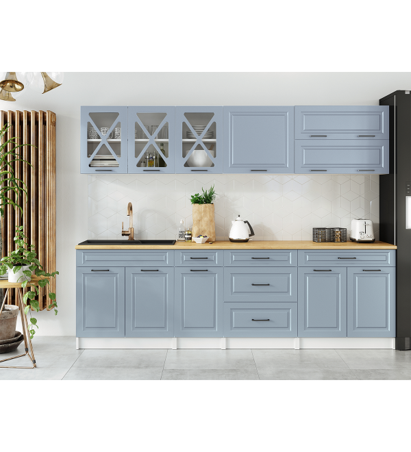 Kuchyňská linka HALINA SCANDI 260cm světle modrá