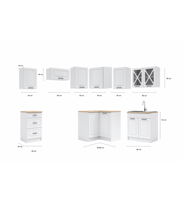 Rohová kuchyňská linka RUMONA SCANDI 190x170cm stone šedá