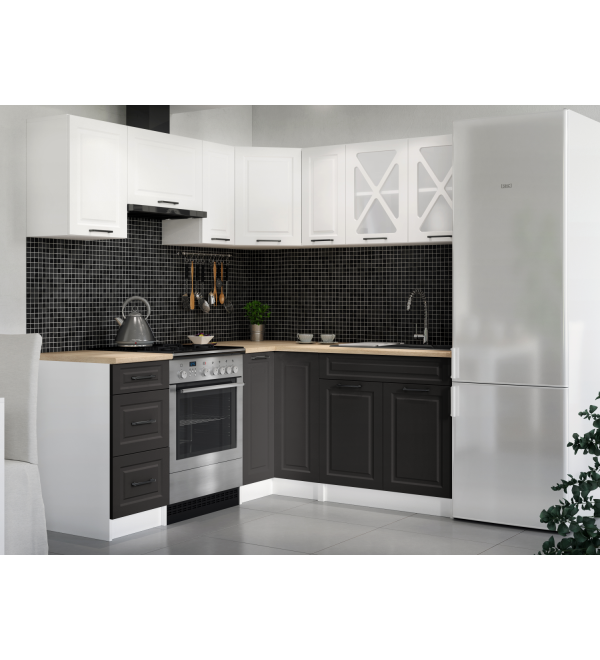 Rohová kuchyňská linka RUMONA SCANDI 190x170cm bílá + grafit