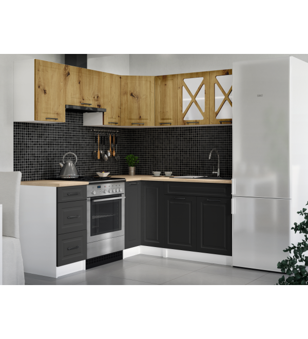 Rohová kuchyňská linka RUMONA SCANDI 190x170cm dub artisan + grafit