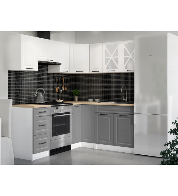 Rohová kuchyňská linka RUMONA SCANDI 190x170cm bílá + popelavě šedá