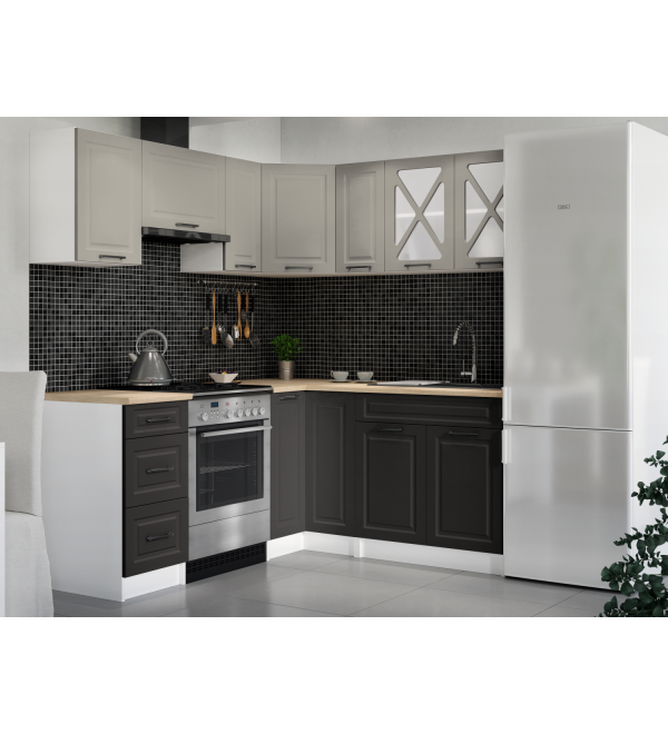 Rohová kuchyňská linka RUMONA SCANDI 190x170cm stone šedá + grafit