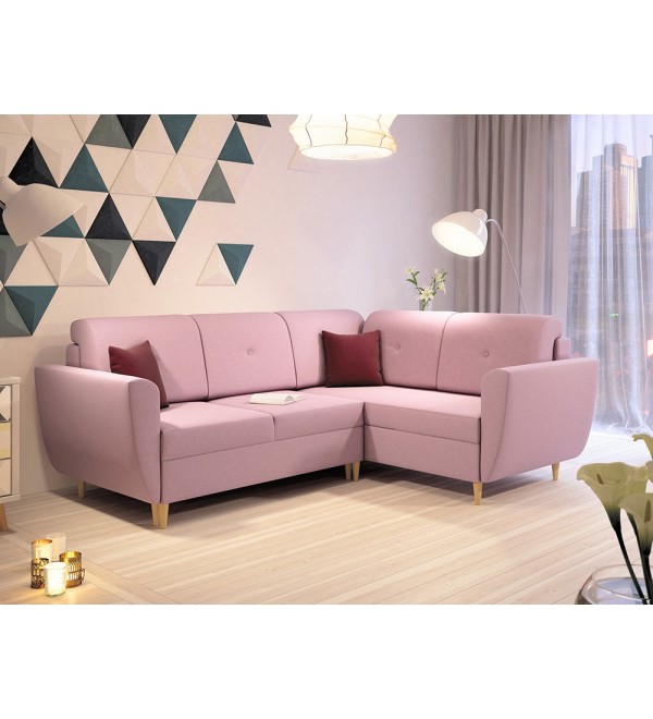 Rohová rozkládací sedačka JEMEN růžová