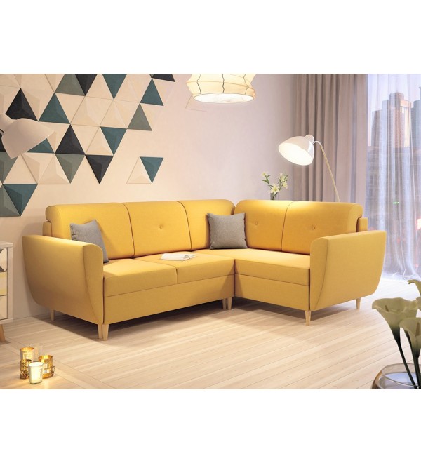 Rohová rozkládací sedačka JEMEN hořčicová