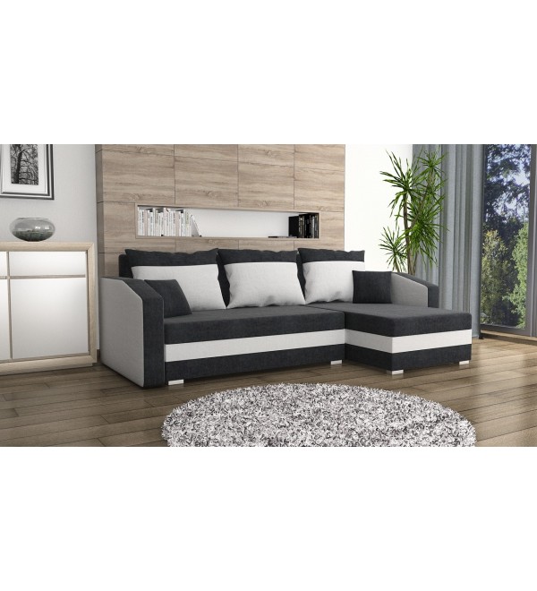 Rohová rozkládací sedačka FALCO černo-bílá