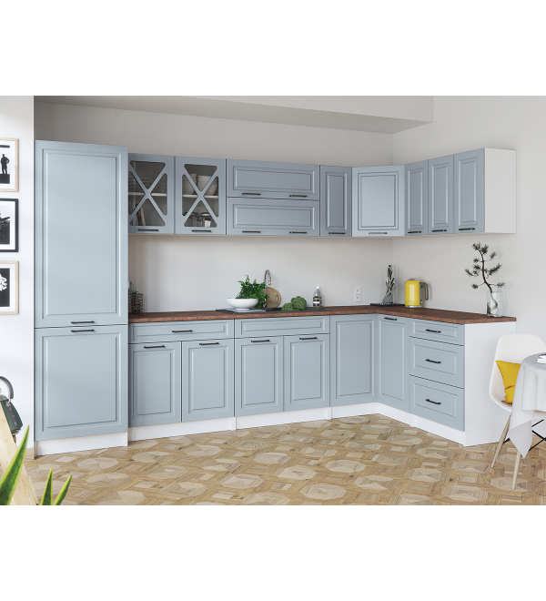 Rohová kuchyňská linka EROS SCANDI 310/150 světle modrá