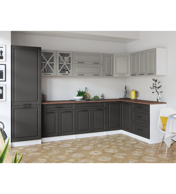 Rohová kuchyňská linka EROS SCANDI 310/150 stone šedá + grafit