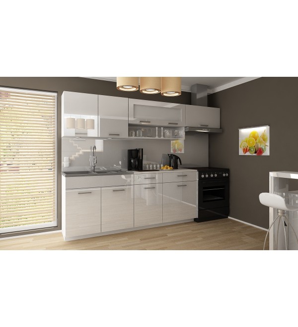 Kuchyňská linka DEKAMERON LUX 240/180 bílá lesk