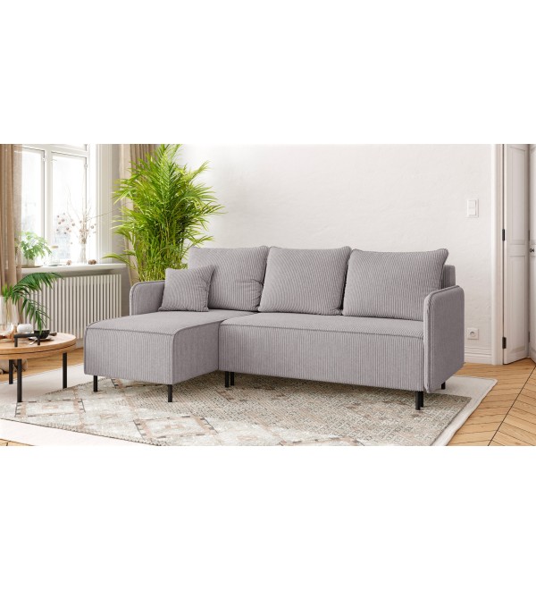 Rohová rozkládací sedačka VENOMO šedá  - manšestr