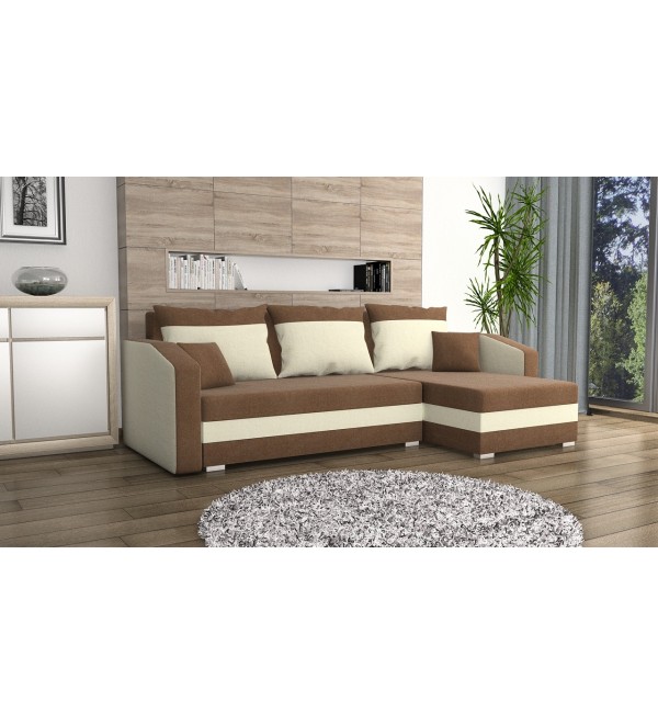 Rohová rozkládací sedačka FALCO hnědá-béžová