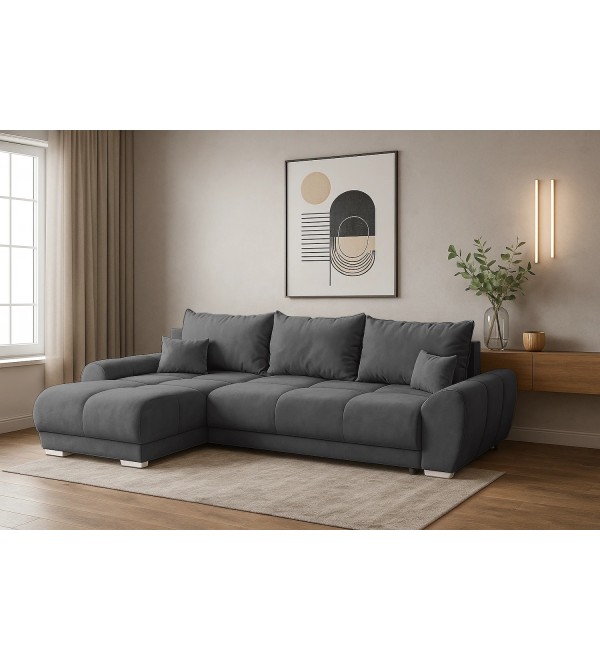 Rohová rozkládací sedačka EGON tmavě šedá