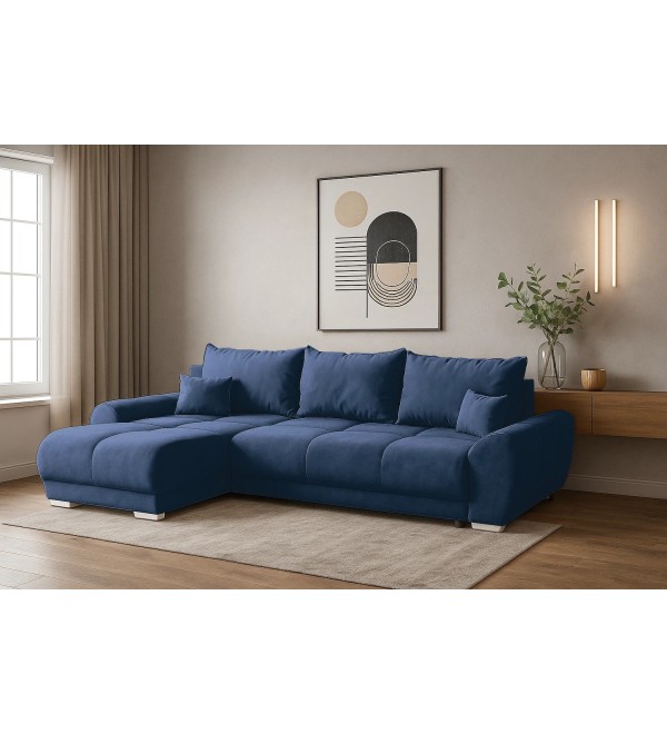 Rohová rozkládací sedačka EGON tmavě modrá