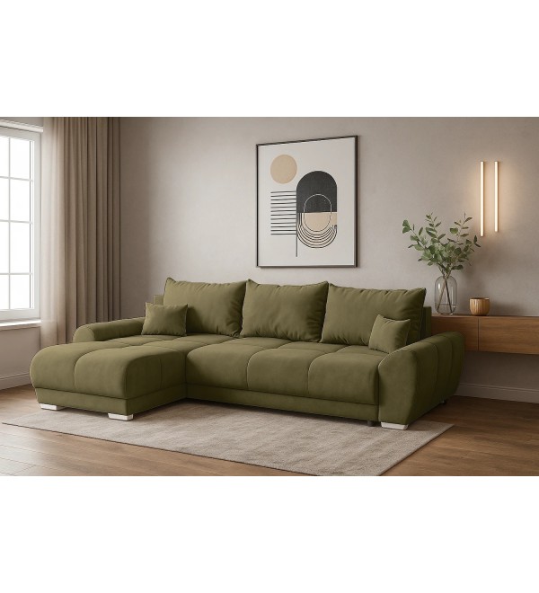 Rohová rozkládací sedačka EGON olivová