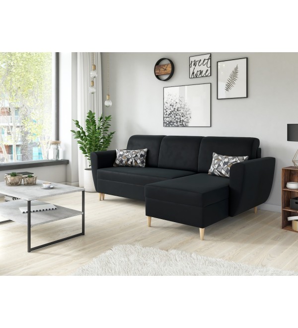 Rohová rozkládací sedačka CORA černá