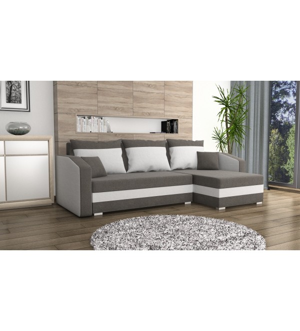 Rohová rozkládací sedačka FALCO tmavěšedá-bílá