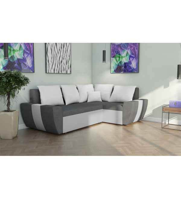 Rohová rozkládací sedačka AMEL tmavěšedá-světlešedá