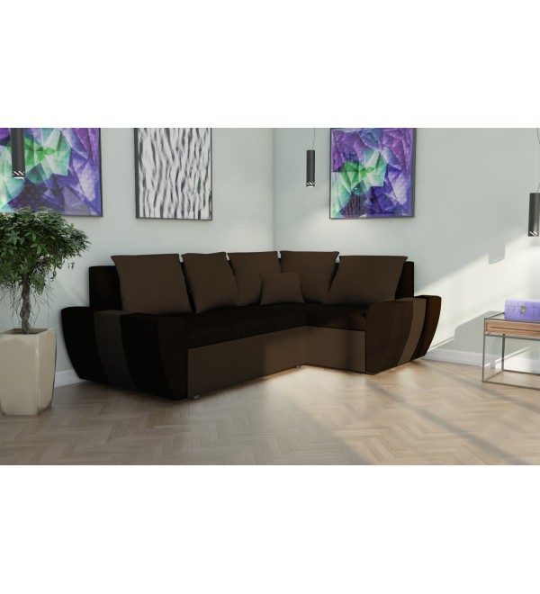 Rohová rozkládací sedačka AMEL hnědá-hnědá