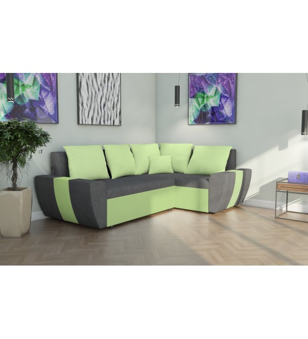 Rohová rozkládací sedačka AMEL šedá-zelená