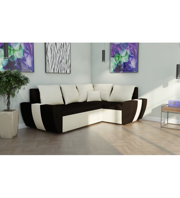 Rohová rozkládací sedačka AMEL hnědá-béžová