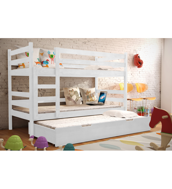 Patrová postel palanda Nemo bílá 3x MATRACE 185x80 cm