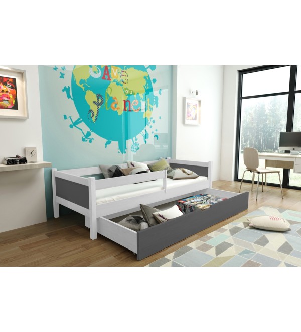 Dětská postel Sara bílá / šedá + matrace