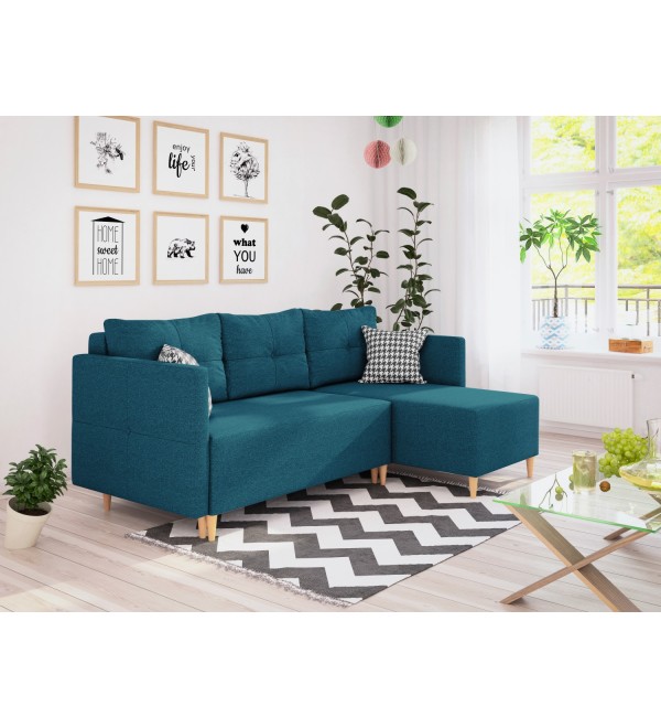 Rohová rozkládací sedačka Merlin modrá