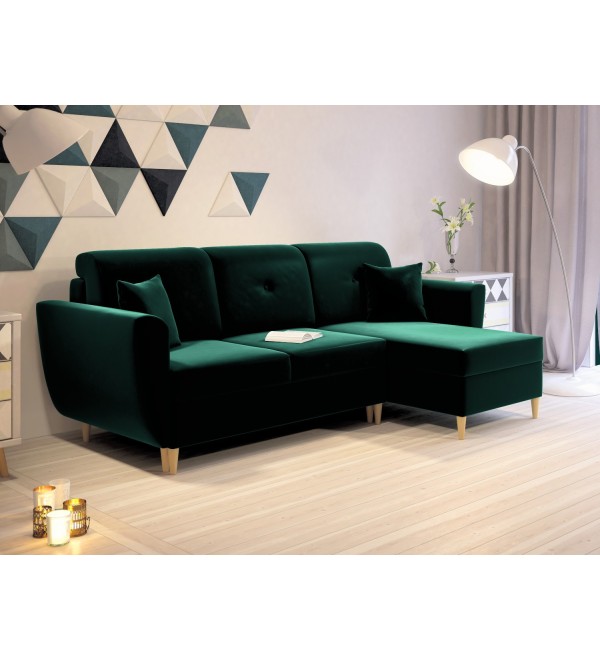 Rohová rozkládací sedačka FRANK - zelená