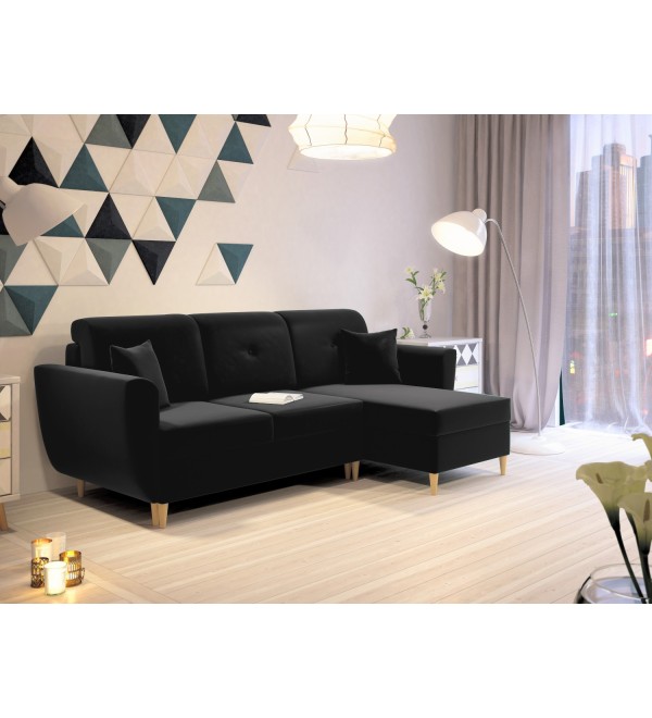 Rohová rozkládací sedačka FRANK - černá